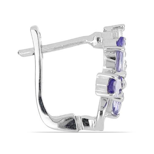  STERLING SILVER NATURAL TANZANITE GEMSTONE EARRINGS